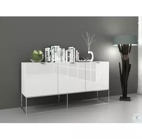 Vizzione High Gloss White Lacquer Buffet