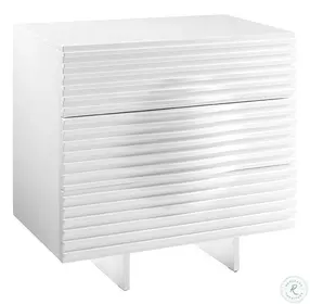 Moon High Gloss White Lacquer Nightstand
