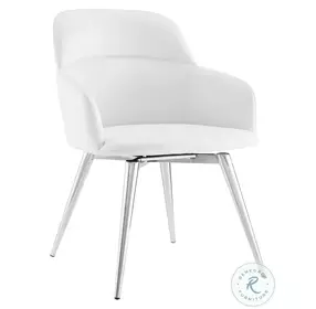Pirouette White And High Polished Stainless Steel Arm Chair