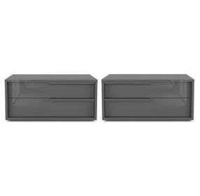 Alessio Dark Gray 2 Drawer Nightstand Set of 2