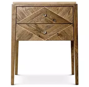 Echoes Light Echo Oak 2 Drawer Travertine Top Hawkesford Nightstand