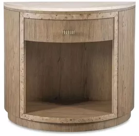 Monterey Hawthorne Light and Beige 1 Drawer Demilune Travertine Top Nightstand