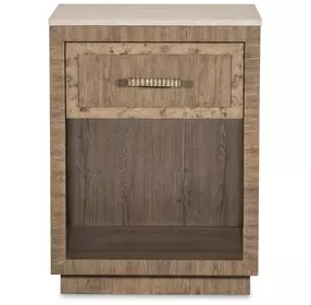 Monterey Hawthorne Light and Beige 1 Drawer Small Travertine Top Nightstand