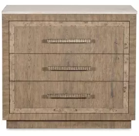Monterey Hawthorne Light and Beige 3 Drawer Travertine Top Nightstand