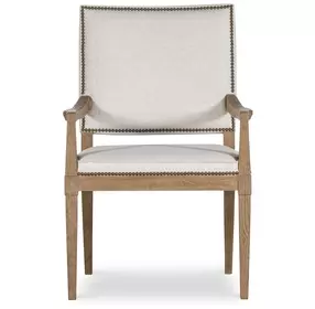 Monterey Hawthorne Light and Cream Upholstered Arm Chair with Nailhead Trim
