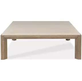 Monterey Hawthorne Light and Beige Square Travertine Top Cocktail Table