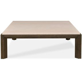 Monterey Hawthorne Dark and Beige Square Travertine Top Cocktail Table