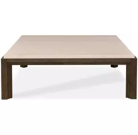 Monterey Hawthorne Dark and Beige Square Travertine Top Cocktail Table