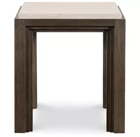 Monterey Hawthorne Dark and Beige Square Travertine Top Lamp Table