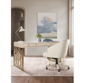 Marlowe Polished Limestone and Gold Home Office Set