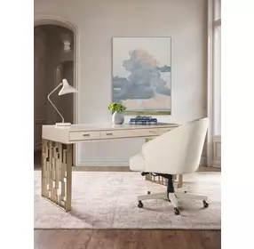Marlowe Polished Limestone and Gold Home Office Set