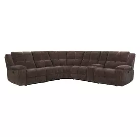 Bronco Plush Umber 6 Piece Modular Reclining Sectional with Console and USB Charging