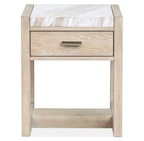 Preston Gallery Buff and Antique Silver Rectangular Marble Top End Table