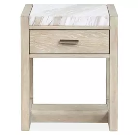 Northcrest Gallery Buff and Antique Silver Rectangular Marble Top End Table