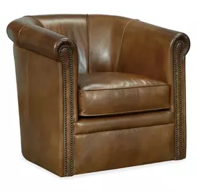 Axton Brown Swivel Leather Club Chair