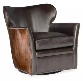 Kato Brown Leather Swivel Club Chair