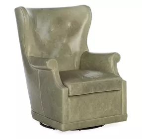 Mai Bellaire Tranquil Sage Leather Swivel Club Chair