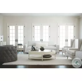 East Hampton Cerused Linen Oval Occasional Table Set