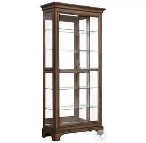 P021768 Brown Sliding Door Curio Cabinet