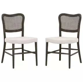 Cela Bisque And Matte Brown Oak Dining Chair Set Of 2
