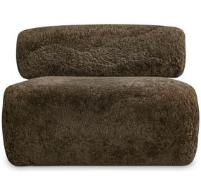 Paley Brown Leather Shearling Swivel Chair