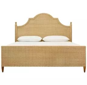 Chamberlain Natural Rattan King Panel Bed With Arched Headboard