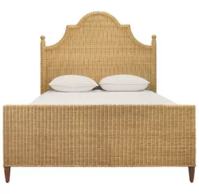 Chamberlain Natural Rattan Queen Panel Bed With Arched Headboard