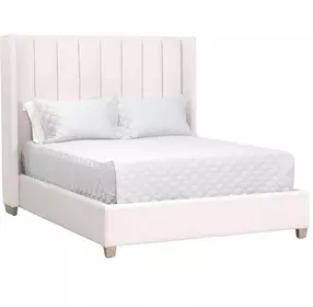 Chandler Cream Velvet California King Upholstered Panel Bed