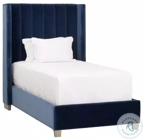 Chandler Denim Velvet Upholstered Twin Platform Bed