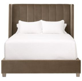 Chandler Caramel and Natural Gray Oak King Upholstered Panel Bed