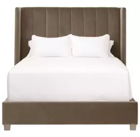 Chandler Caramel and Natural Gray Oak King Upholstered Panel Bed