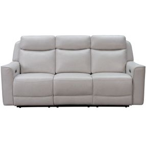 Chester Denisa Soft White Leather 85" Power Reclining Sofa with Power Lumbar and USB Charging