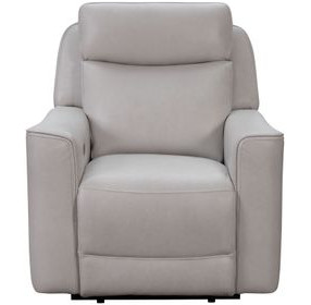 Chester Denisa Soft White Leather Power Recliner with Power Lumbar and USB Charging