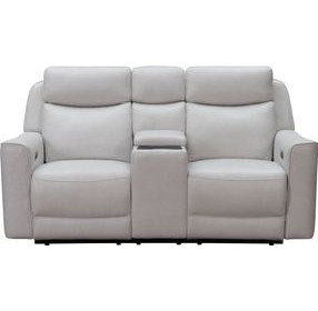 Chester Denisa Soft White Leather 76" Power Reclining Console Loveseat with Power Lumbar and USB Charging