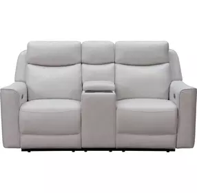 Chester Denisa Soft White Leather 76" Power Reclining Console Loveseat with Power Lumbar and USB Charging
