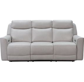 Chester Denisa Soft White Leather 85" Power Reclining Sofa with Power Lumbar and USB Charging