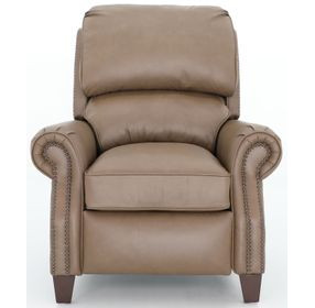 Churchill Cashmere Taupe Leather Push Thru The Arms Recliner