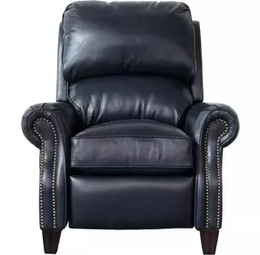 Churchill Shoreham Blue Leather Push Thru The Arms Recliner with Nailhead Trim
