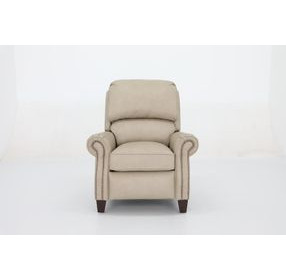 Churchill Cashmere Stone Leather Push Thru The Arms Recliner with Nailhead Trim