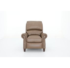 Churchill Cashmere Taupe Leather Push Thru The Arms Recliner with Nailhead Trim