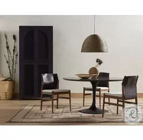 Powell Bluestone And Dark Rustic Black 55" Dining Room Set