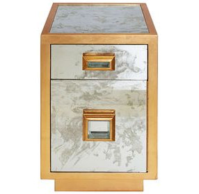 Cisco Gold Leaf Rectangular 2 Drawer Side Table