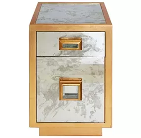 Cisco Gold Leaf Rectangular 2 Drawer Side Table