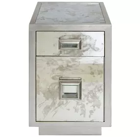 Cisco Silver Leaf Rectangular 2 Drawer Side Table