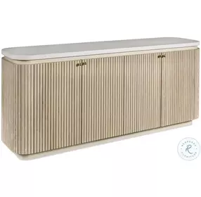 Morghan White Marble And Lightly Cerused Credenza