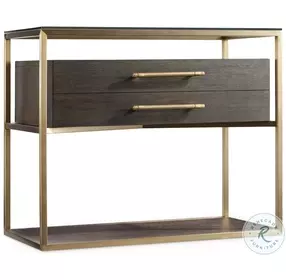 Curata Deep Brown And Brushed Brass Metal One Drawer Nightstand