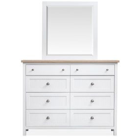 Windmill Harbour White Whisp and Sand 8 Drawer Dresser with Rectangular Mirror