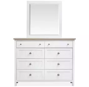Windmill Harbour White Whisp and Sand 8 Drawer Dresser with Rectangular Mirror