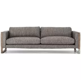 Otis Arden Charcoal and Distressed Natural Performance Fabric Sofa