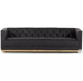 Maxx Destroyed Black Leather 95" Sofa